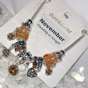 Brown and silver charm bracelet